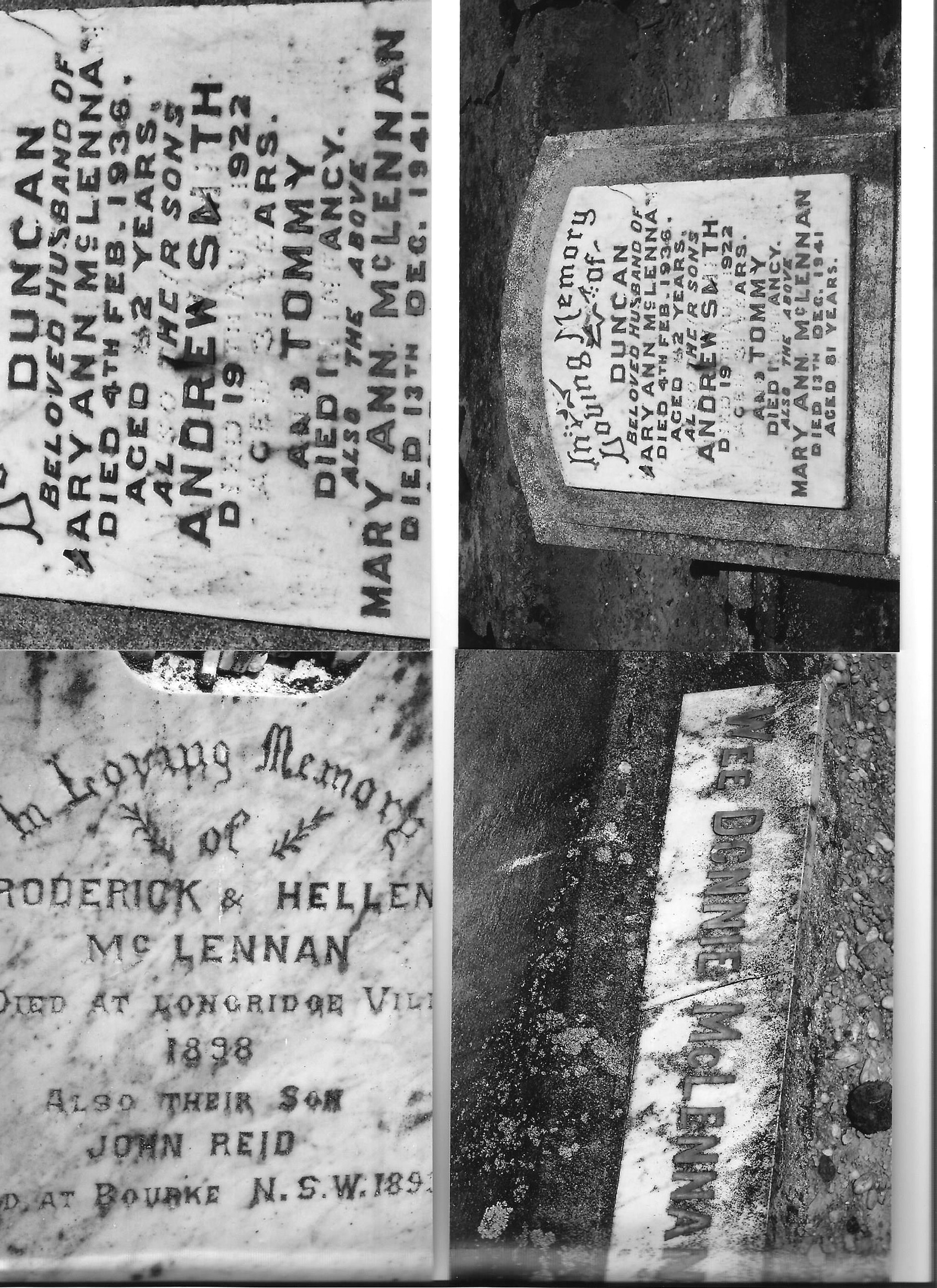 Photo of headstones/Roderick McLennan d1898 hdstn Riversdale Cemetery NZ